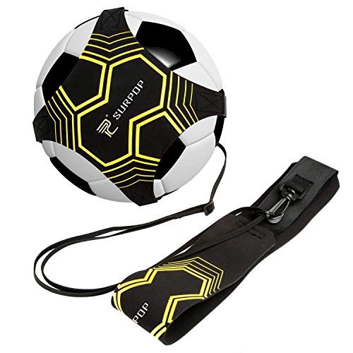 Surpop Soccer/Volleyball/Rugby Trainer, Football Kick Throw Solo Practice Training Aid Control Skills Adjustable Waist Belt for Kids Adults (Black) - Image 1