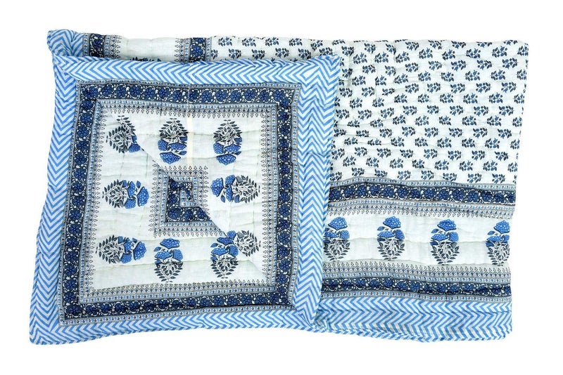 DEILYVERY 240 TC Double Bed Organic Cotton Jaipuri Razai Bed Blanket Ac Quilt for Winter Soft Light Weight Rajasthani Traditional Rajai Cotton Comforter 85 x 100 inch - Image 4