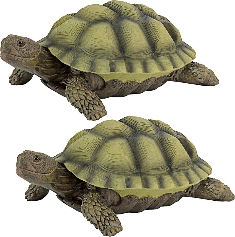 Design Toscano QM91887611 Gilbert The Box Turtle Indoor/Outdoor Garden Decor Animal Statue Set of Two, 57 Inches Wide, 9 Inches Deep, 3 Inches High, Handcast Polyresin, Green Painted Finish - Image 5