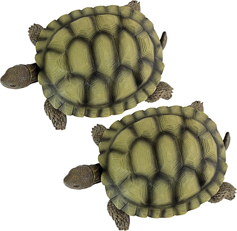 Design Toscano QM91887611 Gilbert The Box Turtle Indoor/Outdoor Garden Decor Animal Statue Set of Two, 57 Inches Wide, 9 Inches Deep, 3 Inches High, Handcast Polyresin, Green Painted Finish - Image 3