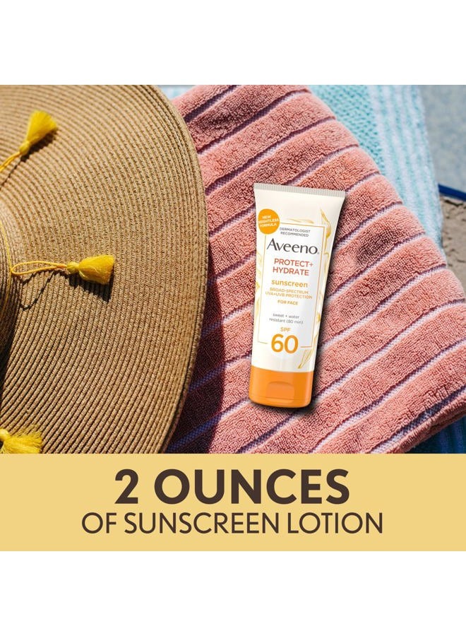 Aveeno Protect + Hydrate Sunscreen Moisturizing Face Lotion with Broad Spectrum SPF 60 and Prebiotic Oat, Paraben, Phthalate, Oxybenzone and Oil Free Sunscreen for Sensitive Skin, 2.0 FL OZ - Image 3