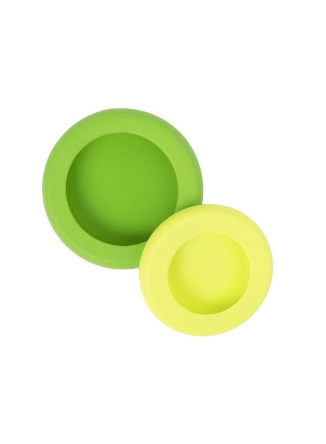 Food Huggers Set of 2 Reusable Silicone Food Savers - Small Sizes - Patented Product - Green and Yellow - Image 4