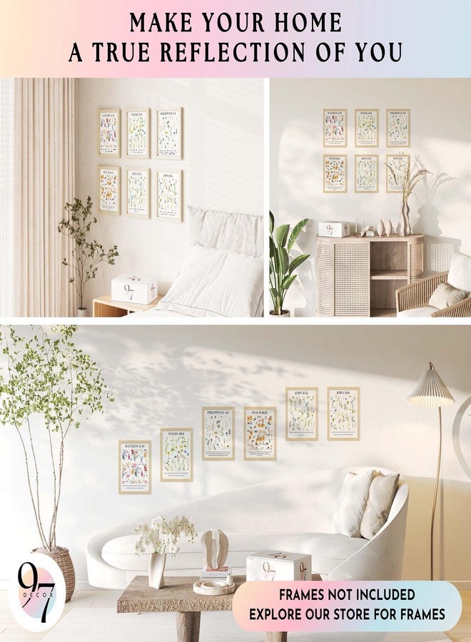 97 Decor 97 لوحة جدارية مسيحية مزينة بالزهور - ملصق آية من الكتاب المقدس مزين بالزهور، ديكور جداري فني مستوحى من الزهور والآيات الكتابية، صور مسيحية بسيطة مزينة بآيات من الكتاب المقدس لتزيين جدران غرفة النوم (8x10 بدون إطار) - Image 4
