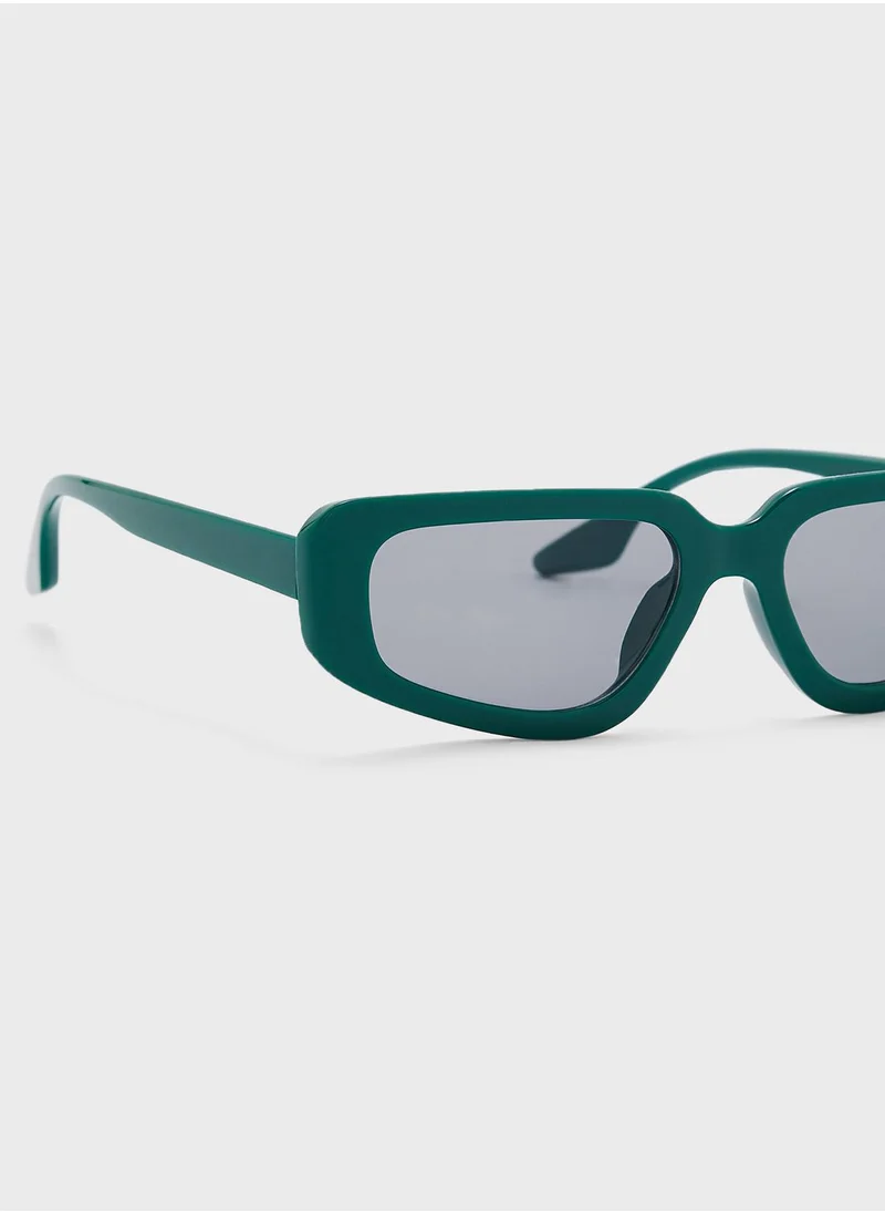 Ginger Curved Len Rectangular Sunglasses