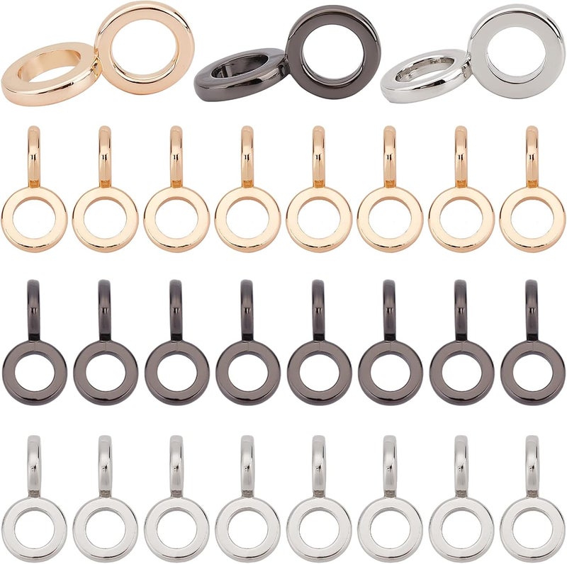 klarako 24pcs Metal Chain Strap Buckles for Purse, 3 Colors Double Ring Connector Infinity Jewelry Repair Clasp Belt Lanyard Connector Clasp DIY Leather Crafts Jewelry Finding Making, Hole: 0.3 Inch - Image 1