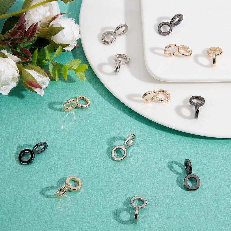 klarako 24pcs Metal Chain Strap Buckles for Purse, 3 Colors Double Ring Connector Infinity Jewelry Repair Clasp Belt Lanyard Connector Clasp DIY Leather Crafts Jewelry Finding Making, Hole: 0.3 Inch - Image 4