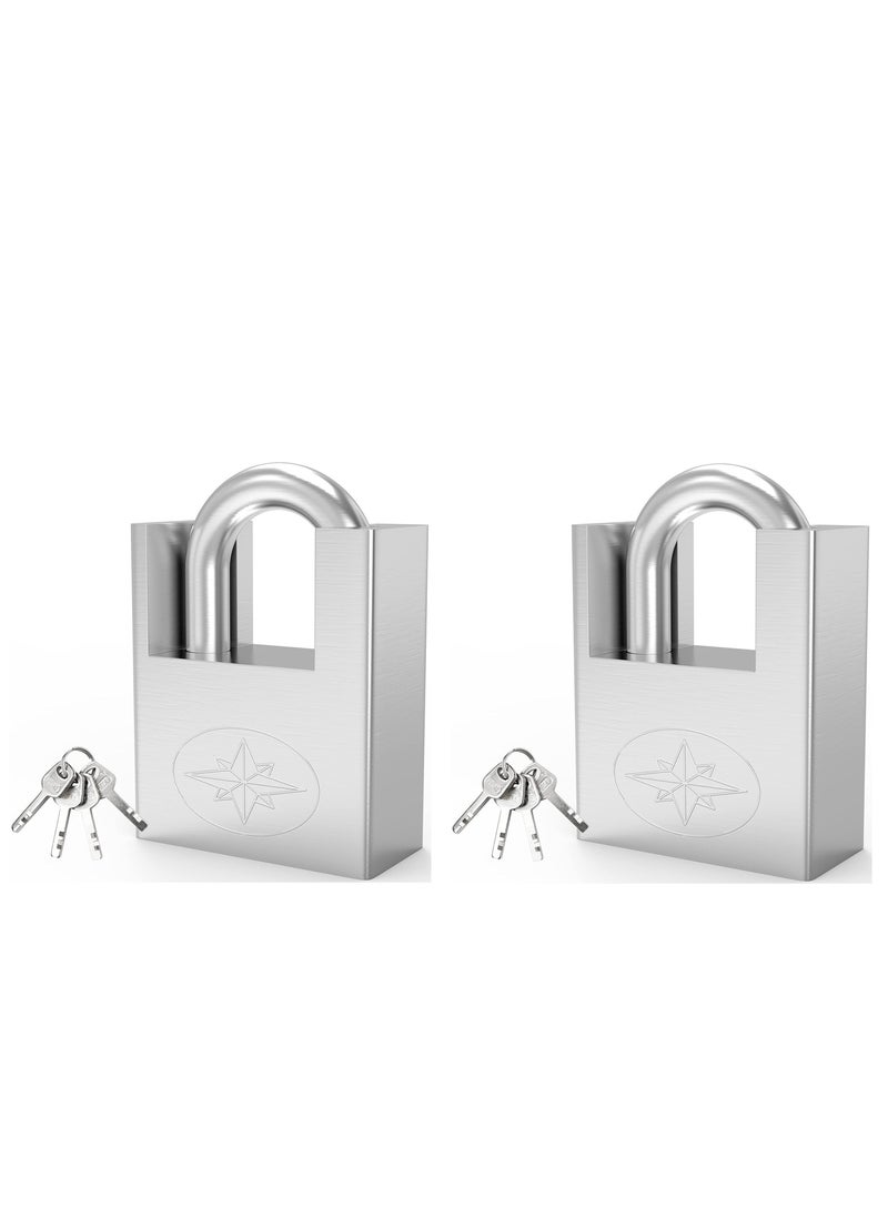 SYOSI Padlock, Lock for Outdoor Use with Key, 2Pcs 60mm Impact Cut Resistance Anti-Rust Padlock Outdoor Weatherproof Lock with 10mm Shackle High Security Lock for Warehouse, Container, Gym Locker, Garage  - Image 1