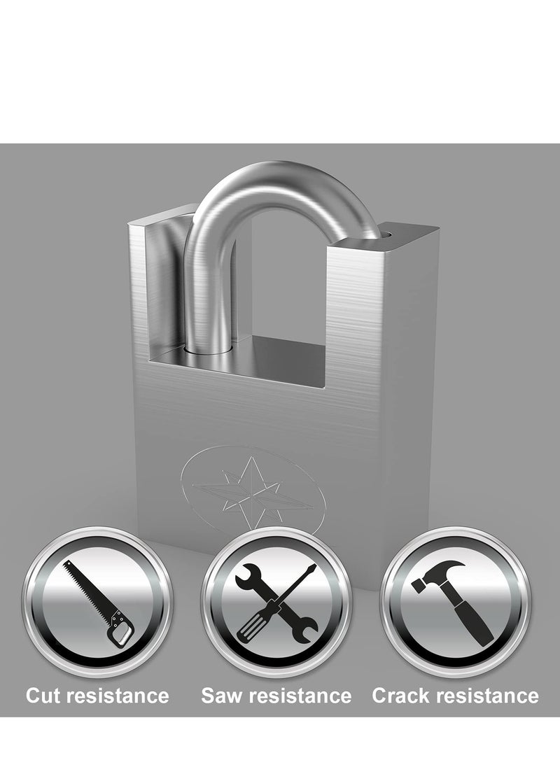 SYOSI Padlock, Lock for Outdoor Use with Key, 2Pcs 60mm Impact Cut Resistance Anti-Rust Padlock Outdoor Weatherproof Lock with 10mm Shackle High Security Lock for Warehouse, Container, Gym Locker, Garage  - Image 2