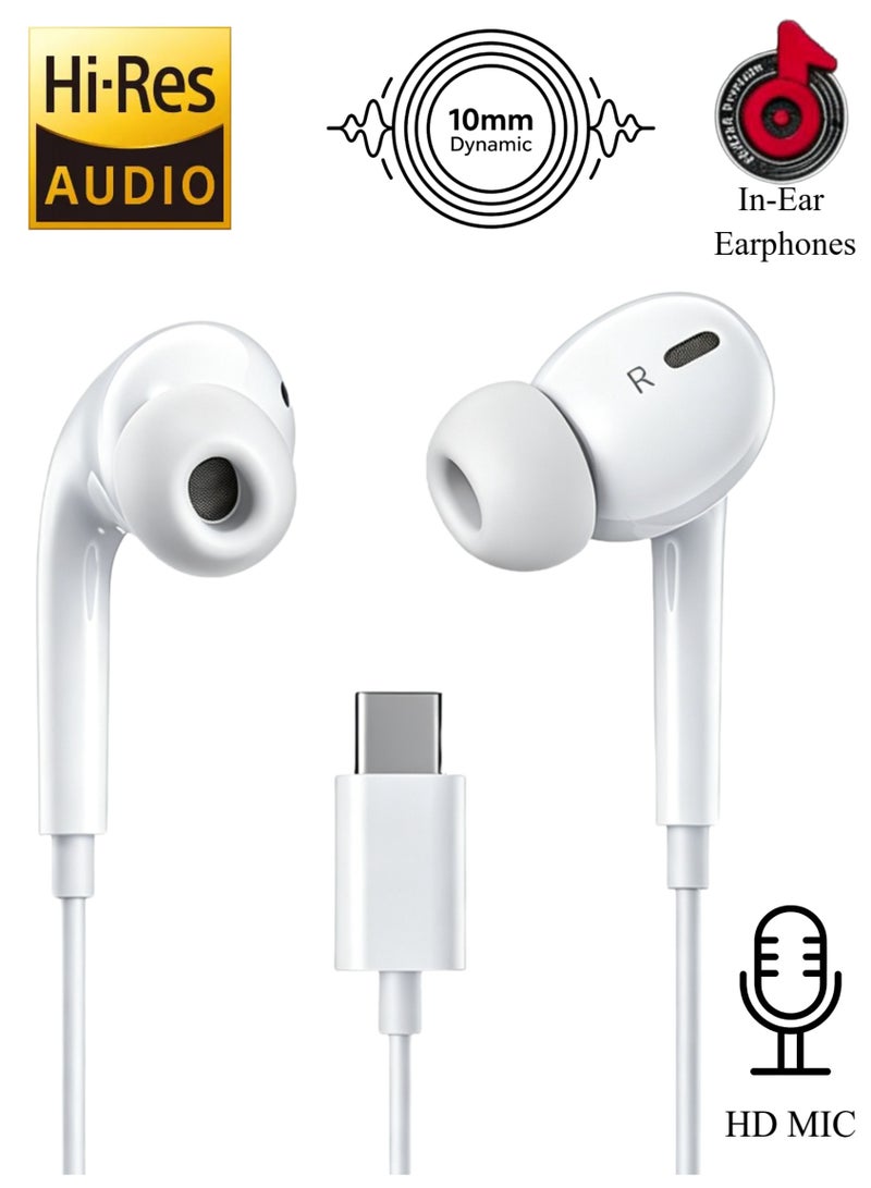 WEKOME Type-C In-Ear Wired Earphones with Microphone and In-line Control, HiFi Pure Sound Wired Headphones for Smartphones and Digital Devices - Image 1