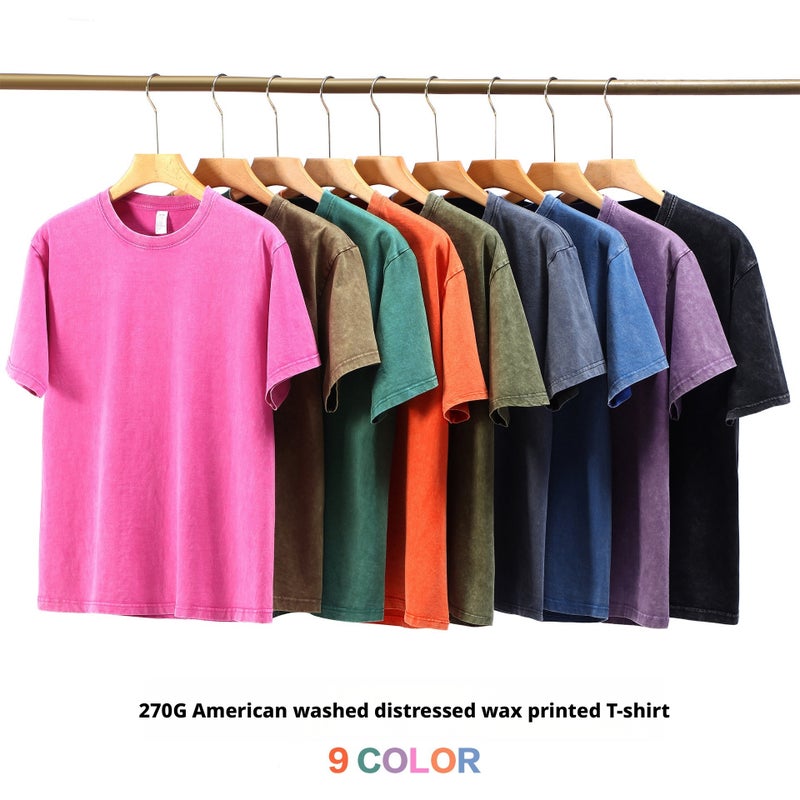 260G Heavyweight Washed Cotton Relaxed Fit Drop Shoulder T-Shirt - Image 1