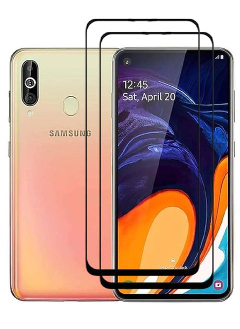 2 Pieces Tempered Glass Screen Protector 5D Designed For Samsung Galaxy A60 Full Glue Edge to Edge Full Screen Coverage And Bubble Free