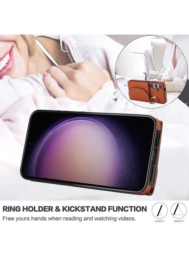 اس-توب جراب لهاتف Samsung Galaxy S25+ 5G مزود بحلقة وحقيبة بطاقات وحافظة جلدية - Image 5