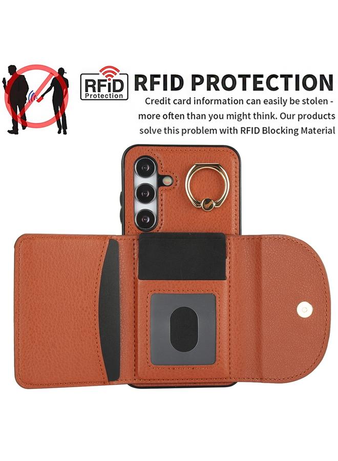 اس-توب جراب لهاتف Samsung Galaxy S25+ 5G مزود بحلقة وحقيبة بطاقات وحافظة جلدية - Image 4