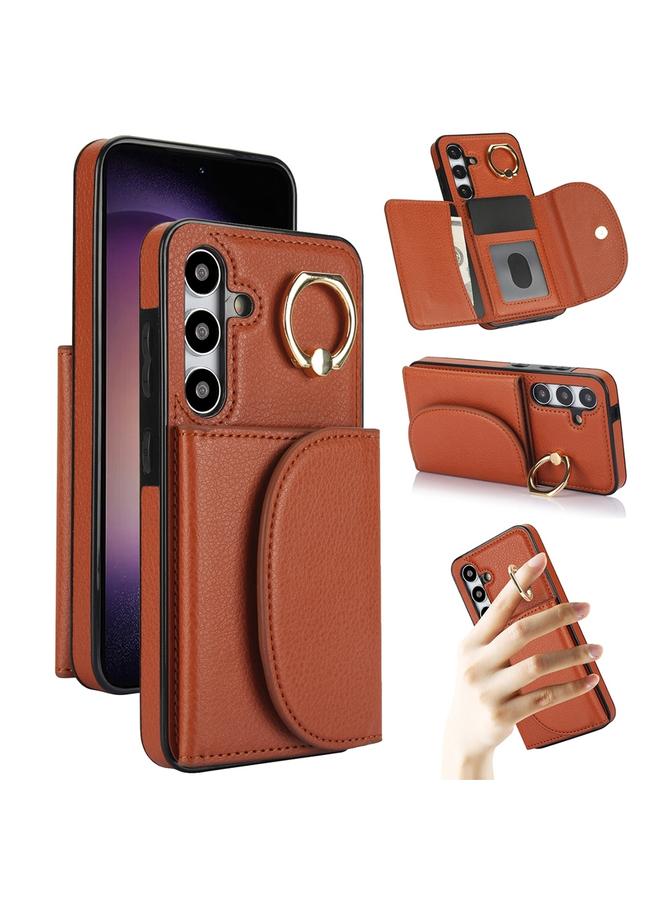 اس-توب جراب لهاتف Samsung Galaxy S25+ 5G مزود بحلقة وحقيبة بطاقات وحافظة جلدية - Image 1