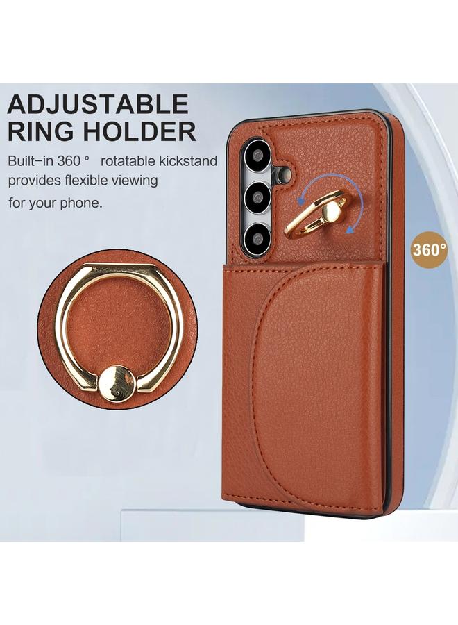 اس-توب جراب لهاتف Samsung Galaxy S25+ 5G مزود بحلقة وحقيبة بطاقات وحافظة جلدية - Image 2