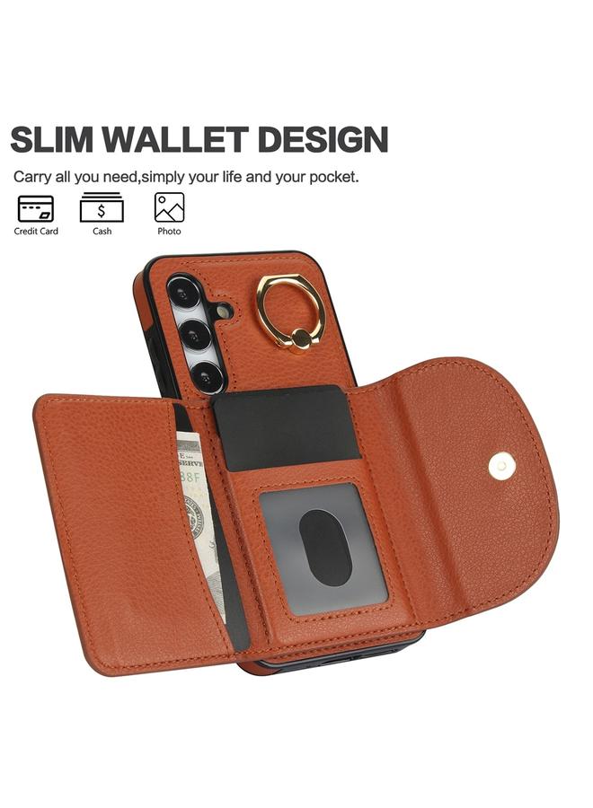 اس-توب جراب لهاتف Samsung Galaxy S25+ 5G مزود بحلقة وحقيبة بطاقات وحافظة جلدية - Image 3