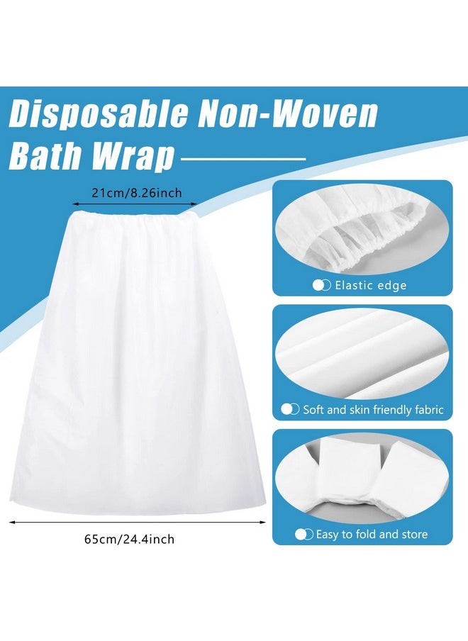 Jiuguva - 20 Sets Disposable Facial Headband And Spa Wrap Bathrobe Adjustable Nonwoven Bath Wrap Spa Headbands For Women Sauna Salon Skirt Sweat Steaming Hair Mother'S Day Gifts White - Image 1