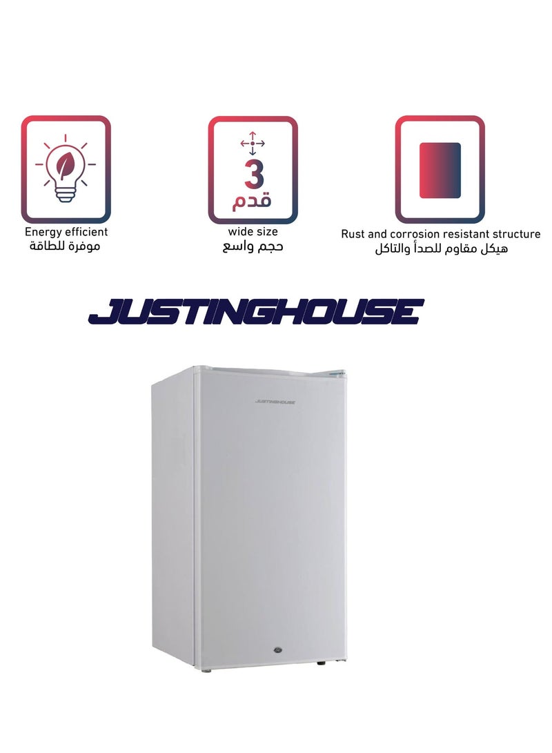 جوستنج هاوس ثلاجة باب واحد، سعة 86 لترًا مع منظم للتحكم في درجة حرارة الثلاجة - أبيض - JSRF-99D - Image 2