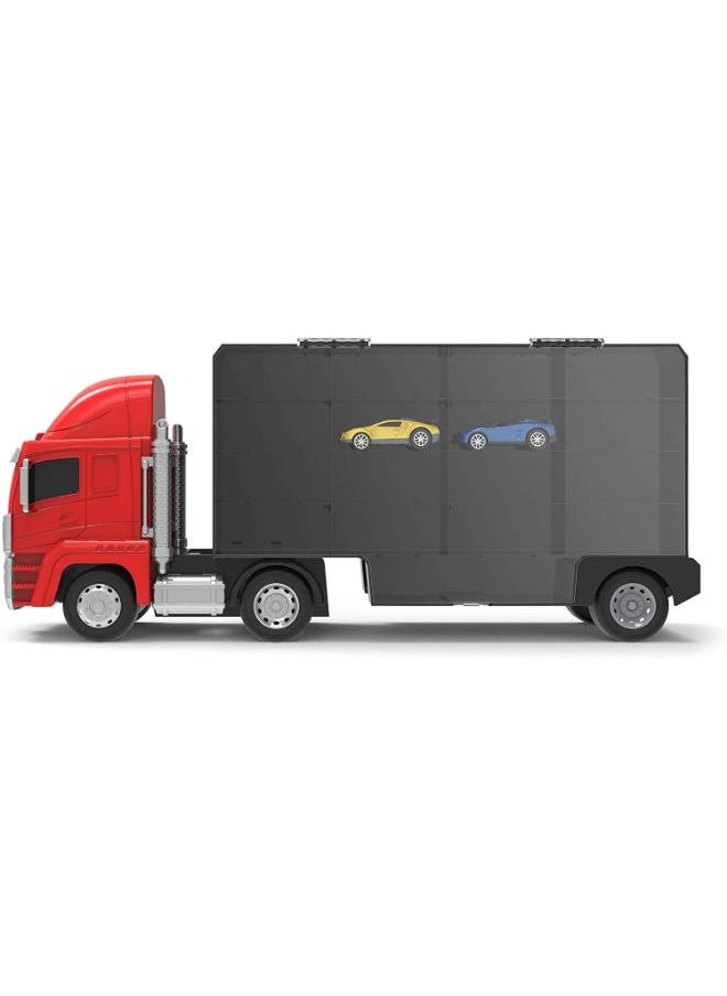 DRIVEN Pull-Back Flat Face Cab Carrier Truck W/ 2 Cars  - Image 1