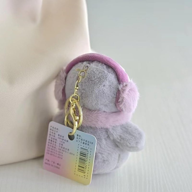 Bandfol Cartoon Bag Charms Cute Plush Keychain for Women Girls, 5 Soft Backpack Key Chain Cute Stuffed Animals Bag Keychain - Image 5