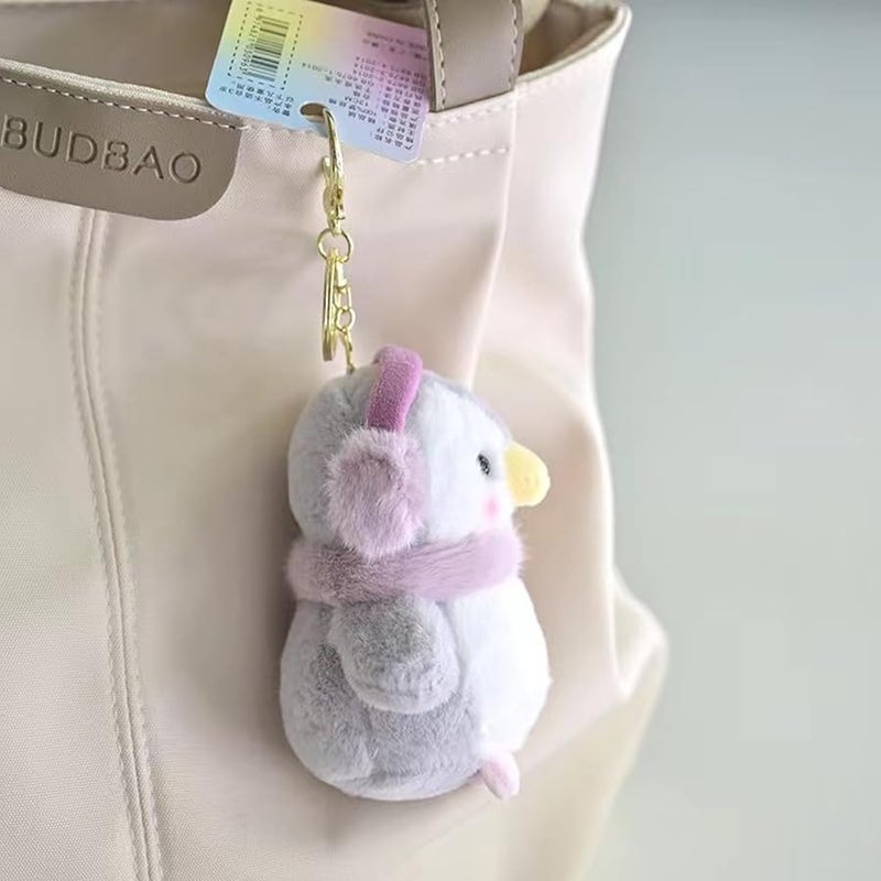 Bandfol Cartoon Bag Charms Cute Plush Keychain for Women Girls, 5 Soft Backpack Key Chain Cute Stuffed Animals Bag Keychain - Image 4