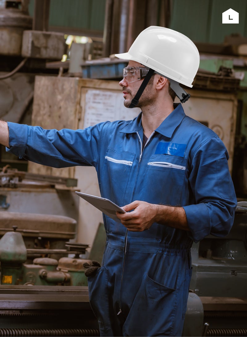 LAWAZIM Deluxe Safety Helmet - White - HDPE Hard Hat with Reinforced Shell, 4-Point Suspension, Sweatband, and Adjustable Chin Strap - Ideal for Construction, Industrial, Warehouse, and Maintenance Use - Image 5