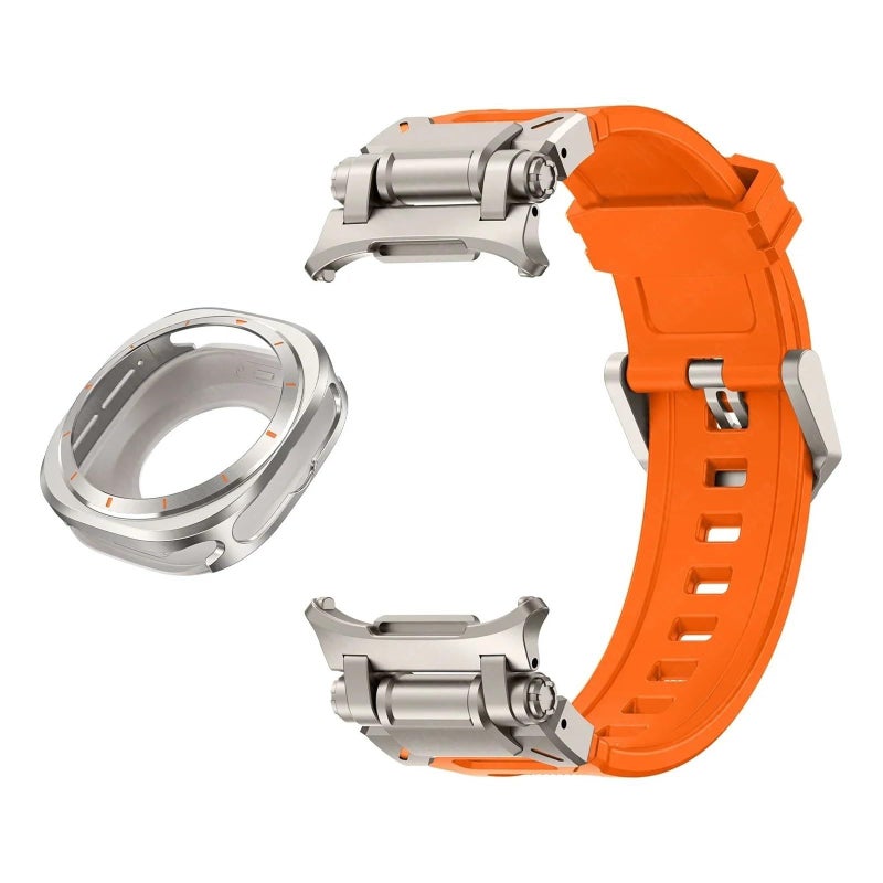 Orange Ti Metal Case Fluororubber Strap For 47mm Watch Ultra Protective Cover Sport Bracelet - Image 2