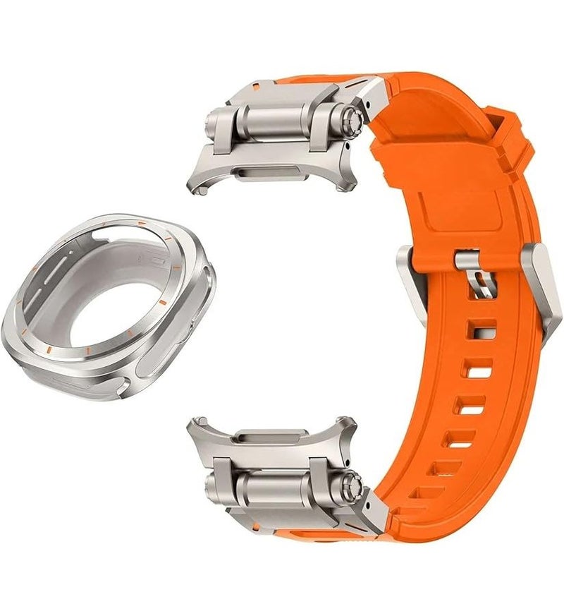Orange Ti Metal Case Fluororubber Strap For 47mm Watch Ultra Protective Cover Sport Bracelet - Image 1