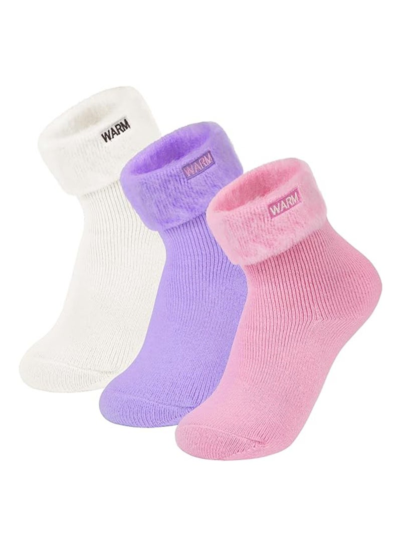 جوارب نسائية دافئة وناعمة شتوية حرارية مريحة جوارب سرير نسائية فuzzy مريحة جوارب منزلية ناعمة هدايا عيد ميلاد وعيد الشكر للنساء والفتيات، 3 أزواج - Image 1