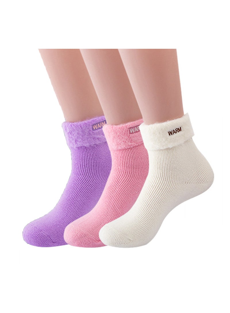 جوارب نسائية دافئة وناعمة شتوية حرارية مريحة جوارب سرير نسائية فuzzy مريحة جوارب منزلية ناعمة هدايا عيد ميلاد وعيد الشكر للنساء والفتيات، 3 أزواج - Image 4
