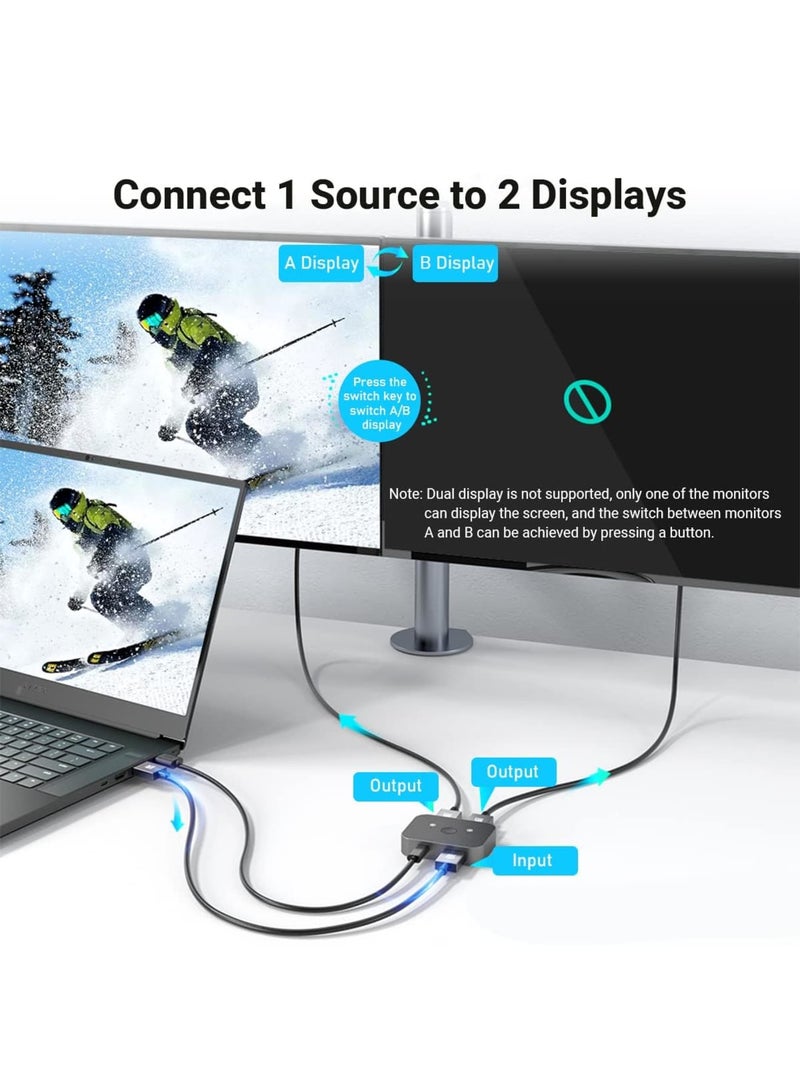 SYOSI 8K HDMI Switch, 4K@144Hz/120Hz or 1080P@240Hz Splitter, HDR 8K@60Hz 2 in 1 Out Aluminum Alloy Bi-Directional Switcher Ultra HD 48Gbps for Roku HDTV Apple TV, Fire Stick, Sony T PS5/4, Xbox Series X - Image 5