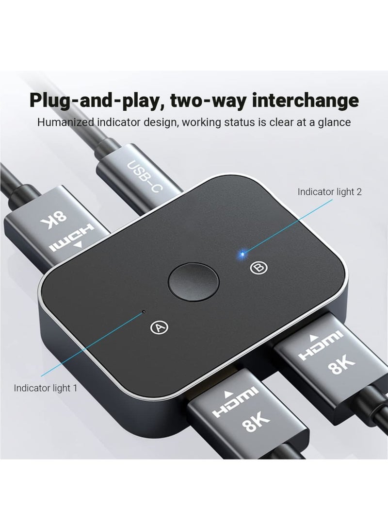 SYOSI 8K HDMI Switch, 4K@144Hz/120Hz or 1080P@240Hz Splitter, HDR 8K@60Hz 2 in 1 Out Aluminum Alloy Bi-Directional Switcher Ultra HD 48Gbps for Roku HDTV Apple TV, Fire Stick, Sony T PS5/4, Xbox Series X - Image 2