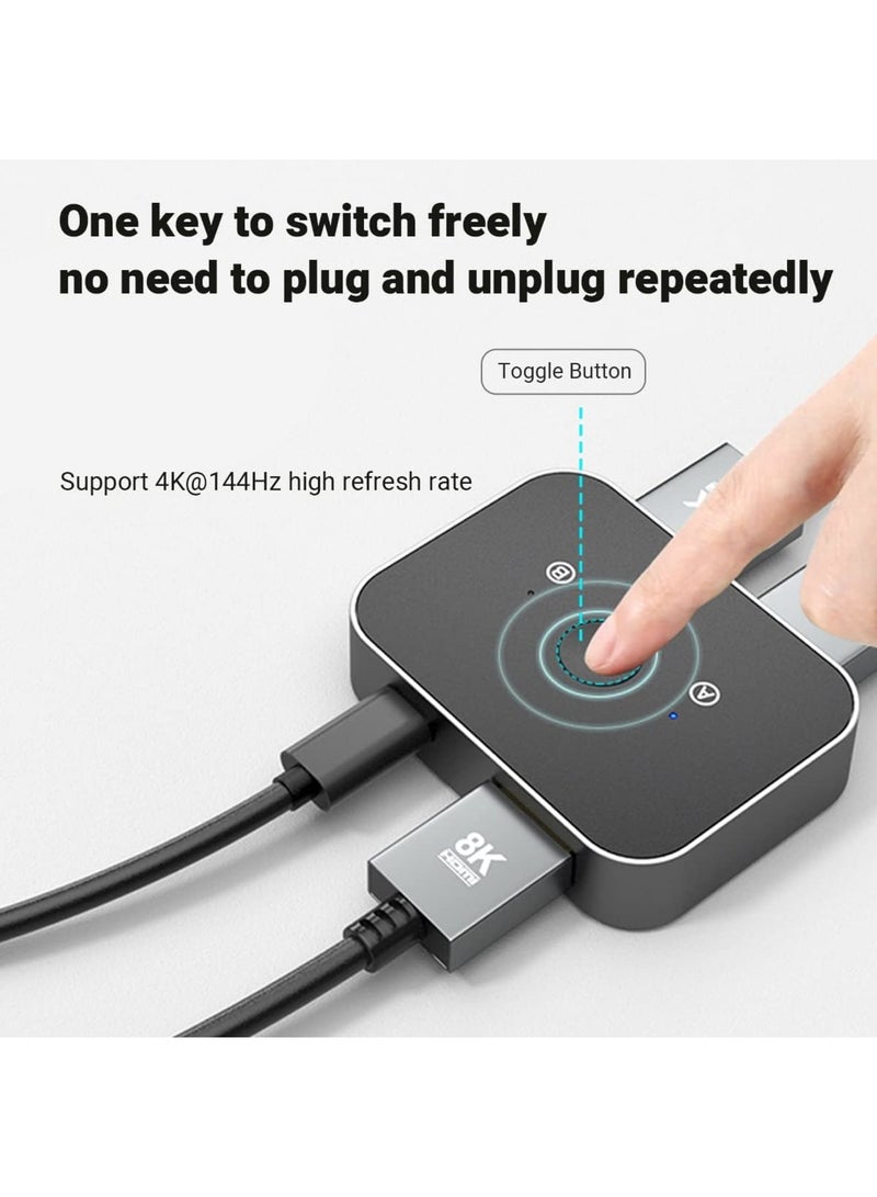 SYOSI 8K HDMI Switch, 4K@144Hz/120Hz or 1080P@240Hz Splitter, HDR 8K@60Hz 2 in 1 Out Aluminum Alloy Bi-Directional Switcher Ultra HD 48Gbps for Roku HDTV Apple TV, Fire Stick, Sony T PS5/4, Xbox Series X - Image 3