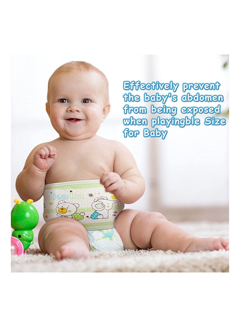 Excefore حزام بطن الطفل، 8 قطع من القطن بنمط كرتوني، حزام بطن الحبل السري للأطفال حديثي الولادة، حزام بطن قابل للتعديل - Image 3