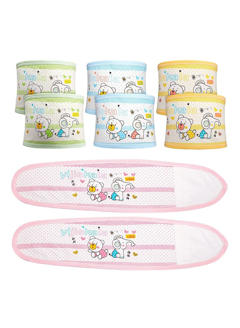 Excefore حزام بطن الطفل، 8 قطع من القطن بنمط كرتوني، حزام بطن الحبل السري للأطفال حديثي الولادة، حزام بطن قابل للتعديل - Image 1