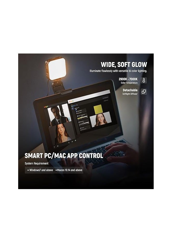 نيوير مصباح تدفق LED من NEEWER مع التحكم في تطبيق Mac/PC، حامل وحامل شاشة 2 في 1، إضاءة فائقة السطوع 2900K-7000K USB للكمبيوتر المحمول وكاميرا ويب للبث ومؤتمرات الفيديو واجتماعات التكبير، PL81 PRO - Image 2