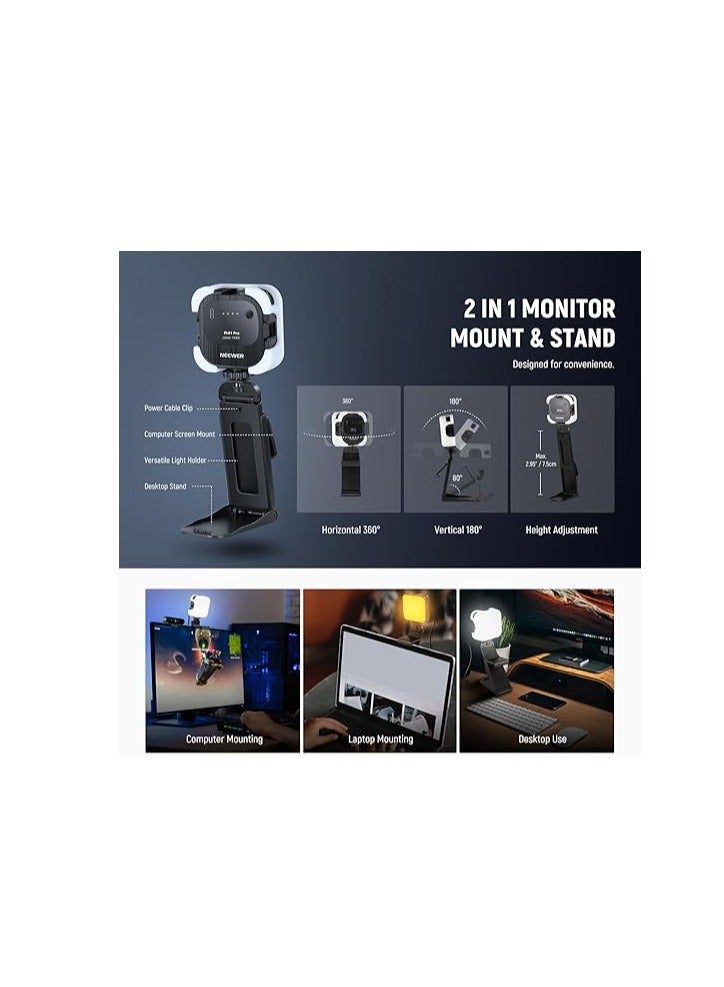 نيوير مصباح تدفق LED من NEEWER مع التحكم في تطبيق Mac/PC، حامل وحامل شاشة 2 في 1، إضاءة فائقة السطوع 2900K-7000K USB للكمبيوتر المحمول وكاميرا ويب للبث ومؤتمرات الفيديو واجتماعات التكبير، PL81 PRO - Image 5