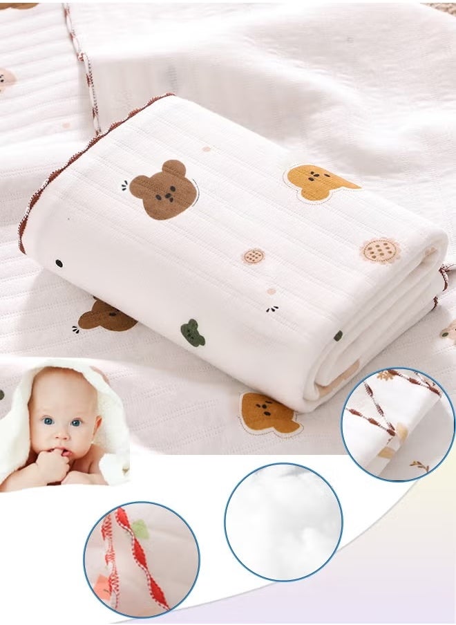 Berma Baby Baby swaddle, newborn bathrobe, super soft newborn swaddle, 80*80cm bed blanket, children's quilt, baby stroller blanket, soft cuddle blanket, super absorbent blanket, lightweight, foldable (little brown bear)  - Image 1