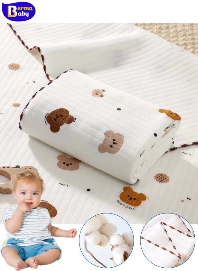 Berma Baby Baby swaddle  newborn bathrobe, super soft newborn swaddle, 80*80cm bed blanket, children's quilt, baby stroller blanket, soft cuddle blanket, super absorbent blanket, lightweight, foldable (little brown bear) - Image 1