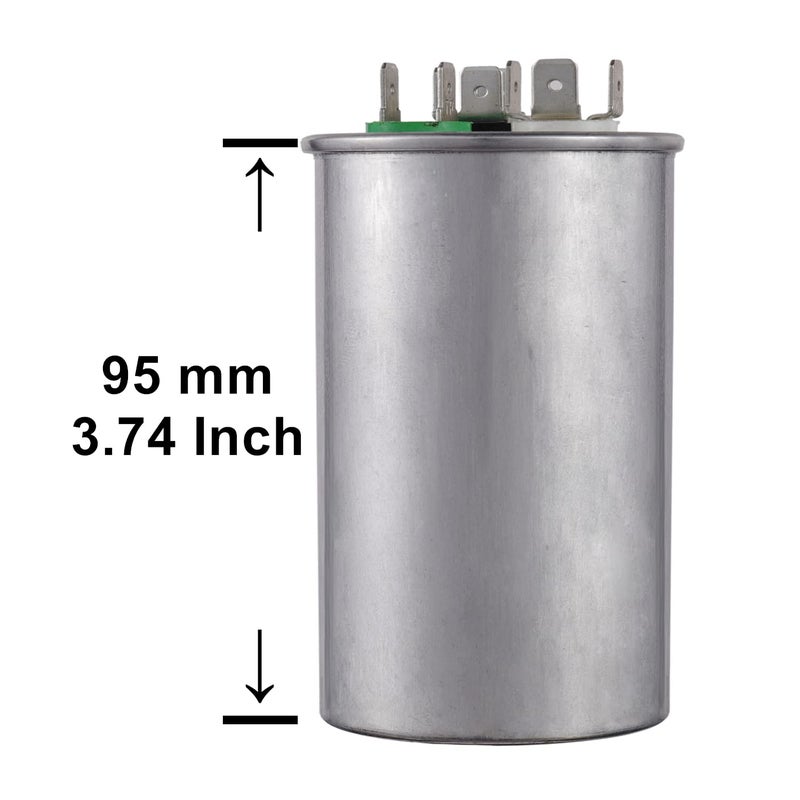 BOJACK 45+5 uF 45/5 MFD ±6% 370V/440VAC CBB65 Dual Run Circular Start Capacitor for AC Motor Run or Fan Start or Condenser Straight - Image 2