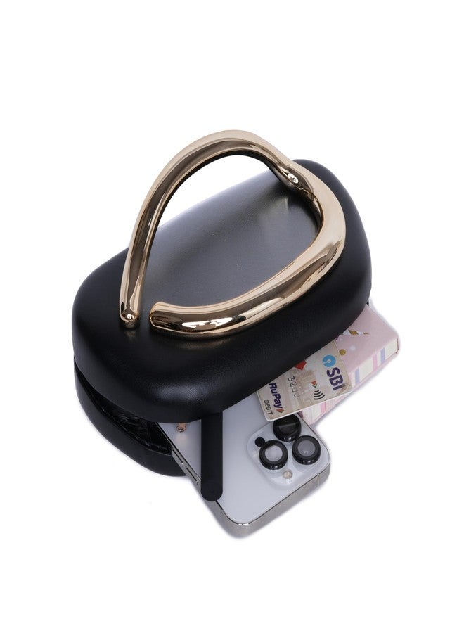 SANTORINI Clutch for women | Glossy Series Faux Leather Clutch (Black) - Image 4