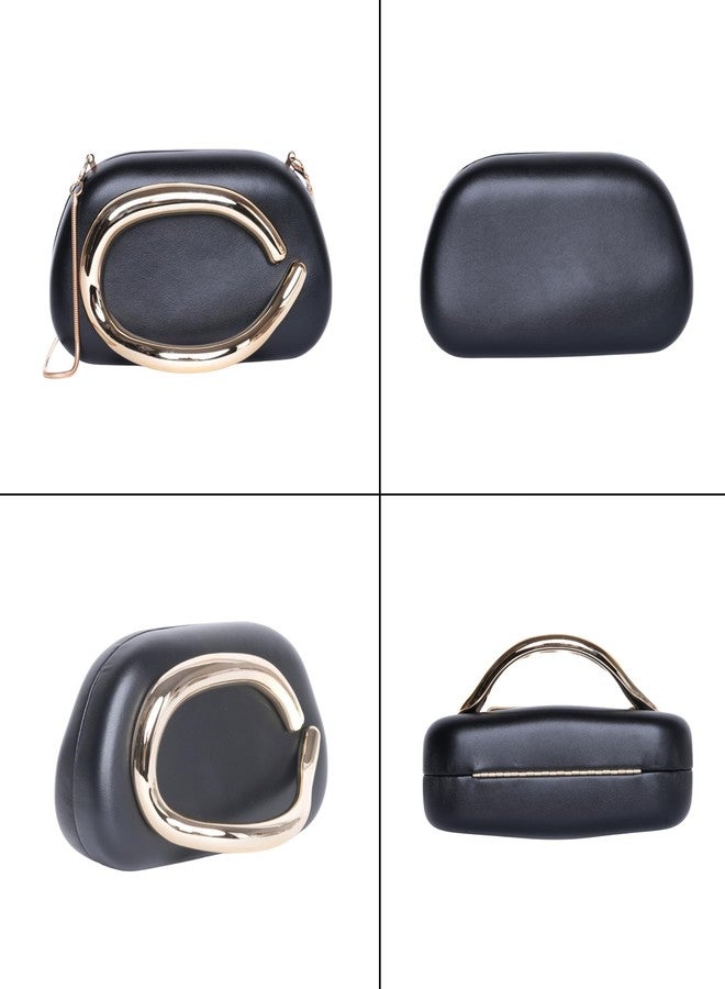 SANTORINI Clutch for women | Glossy Series Faux Leather Clutch (Black) - Image 3
