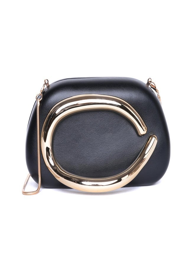 SANTORINI Clutch for women | Glossy Series Faux Leather Clutch (Black) - Image 1