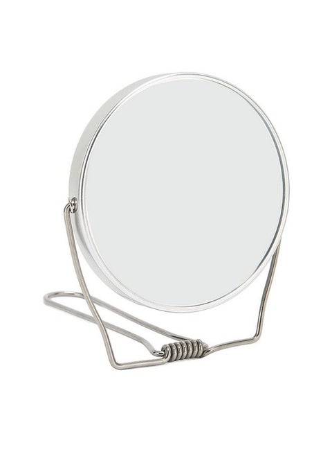 Double Sided Vanity Mirror Make Up Mirror 360° Rotatable Design Aluminum Frame Wrapped In Stainless Steel Bracket