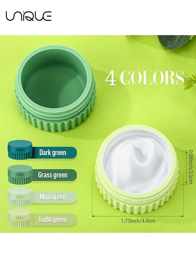 Unique 4 Pcs Travel Containers for Toiletries 0.68 oz Small Silicone Cream Jars with Plastic Cap Lids Small Travel Size Empty Makeup Containers Leak Proof for Cosmetic Body Hand Skin Cream Bottles (Green Color) - Image 2