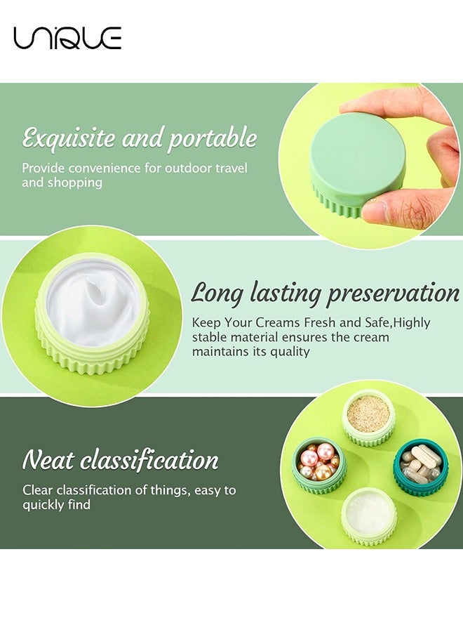 Unique 4 Pcs Travel Containers for Toiletries 0.68 oz Small Silicone Cream Jars with Plastic Cap Lids Small Travel Size Empty Makeup Containers Leak Proof for Cosmetic Body Hand Skin Cream Bottles (Green Color) - Image 4