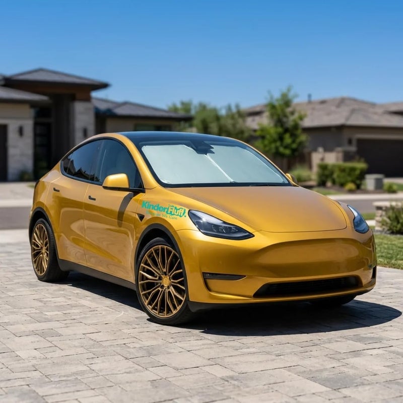 Windshield Sunshade for Tesla 3 & Y | Patented Car Sun Protection - Certified 99% UVR Block - Cool Car Interior | Foldable Sun Visor Cover | Automotive Accessories for Summer - Image 3