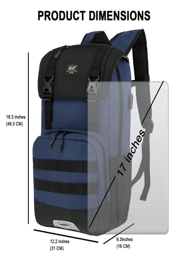 WOLT Laptop Backpack with USB Charging Port Fits Up to 17 Inch Laptop, College Backpack for Men Women, Computer Business Bookbag, Navy - Image 4