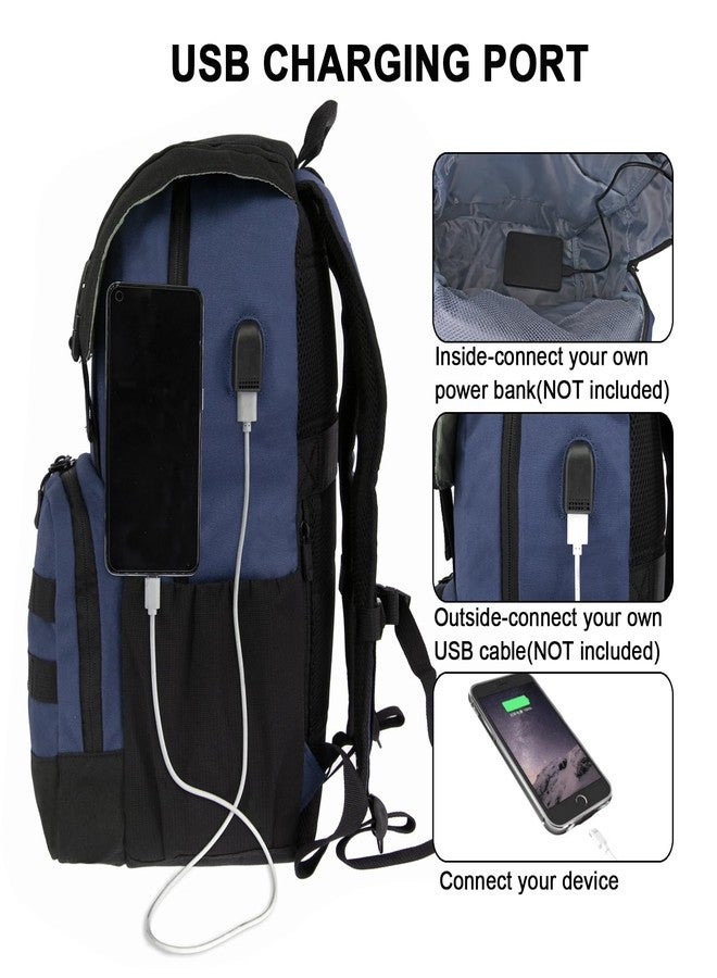 WOLT Laptop Backpack with USB Charging Port Fits Up to 17 Inch Laptop, College Backpack for Men Women, Computer Business Bookbag, Navy - Image 2
