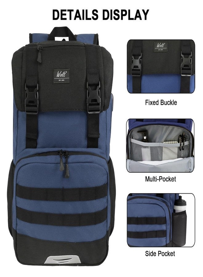 WOLT Laptop Backpack with USB Charging Port Fits Up to 17 Inch Laptop, College Backpack for Men Women, Computer Business Bookbag, Navy - Image 3